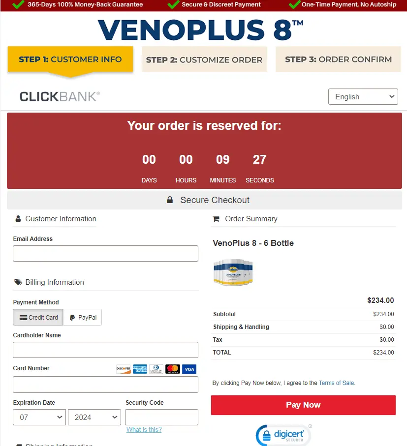 VenoPlus 8 order page